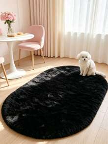 1pc Black Silk Fur Decorative Rug, Love & Healing Bedroom Decor, Small Rug, Carpet, Home Decor, Living Room Rug, Living Room Small Rug, Bedroom Rug, Living Room Home Decor, Outdoor Rug, Washable Rug - Multicolor 8 - View 4