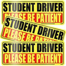 Student Driver Magnet - Please Be Patient, Magnetic Sign, 3Pcs Reflective Novice Sticker, New Driver Decal, Removable Exterior Car Accessories - ColorA - View 8
