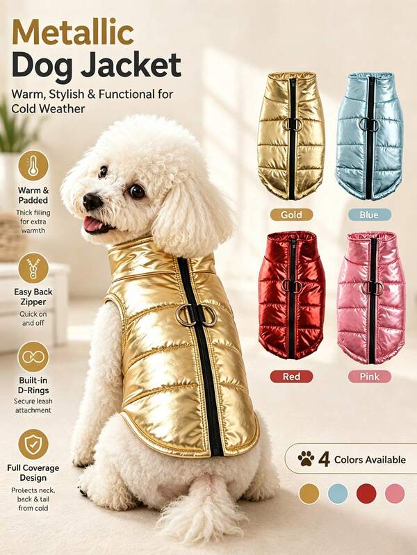 1pc Autumn/Winter Warm Pet Apparel Fashion Thick Dog Coat Outdoor Windproof Dogs Jacket Suitable For Medium & Small Dogs