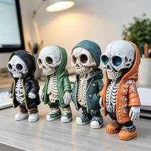1pc Halloween Skeleton Sweatshirt Resin Figurine, Holiday Party, Office Desk Decor, Yard Decoration Holiday Gift - Multicolor - View 8