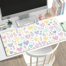Extra-Large Desk Mat With Cute Colorful Heart And Floral Design – Rubber Base; Perfect For Gamers And An Ideal Gift For Gaming Enthusiasts; Washable And Durable; Professional Gaming Setup | Desk Mat | Mouse Pad - Mouse Pad - View 5