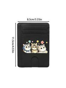 Slim Multi Slot Card Holder With Cute Cat Pattern,Mini Credit Card Wallet Portable Id Card Case For Women,Credit Card Holder Money Clip With Id Window - Multicolor - View 10