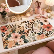 Leopard Print Floral Extended Mouse Pad, Modern Botanical Style Large Keyboard Mouse Desk Mat, Home Office Computer Pad, Fashionable Desktop Accessory Women's Gift - View 9