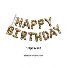 13pcs/Set Assorted Styles Happy Birthday Balloon Set, Suitable For Birthday Party, Holiday Decoration, Leopard Print Theme Birthday, Girls Birthday Party, First Birthday Celebration, Atmospheric Birthday Backdrop Decoration, Best Friend Celebration Party Scene Decoration, Photo Prop Background - Multicolor - View 13