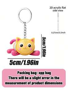 Stylish Gabby‑Inspired 2D Acrylic Keychain Charm, Premium Flat Printed Bag Accessory With Reinforced Metal Key Ring And Linked Chain, Scratch‑Resistant Clear Acrylic Surface Showcases Sharp Character Graphic, Lightweight Compact Build - Multiple Styles - View 6