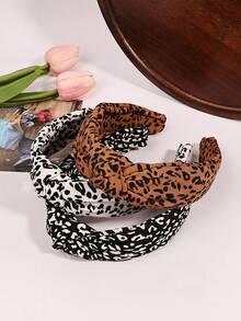 1pc Leopard Print Headband Hair Accessory, Autumn/Winter Casual Street Wear Headband - Multicolor - View 2