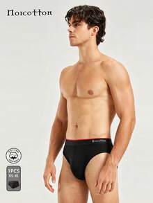 Norcotton 1pc Black Triangle Briefs, Pure Cotton Low Waist Men's Underwear - Black - View 1