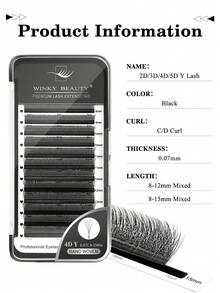 Winky Beauty 12 Rows Voluminous Pre-Made Lashes, 0.07mm Ultra-Fine Lash Extensions, Lightweight Pre-Made Lash Clusters, Lash Clusters, Individual Lashes, False Eyelashes - View 7