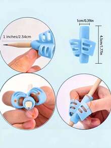 5pcs Ergonomic Pencil Grips, Suitable For Students Writing, Silicone Material Writing Aid For Preschool Children, Correct Finger Posture, Reduce Hand Fatigue, Multi-Color Options - Two-finger Pen Grip - View 3