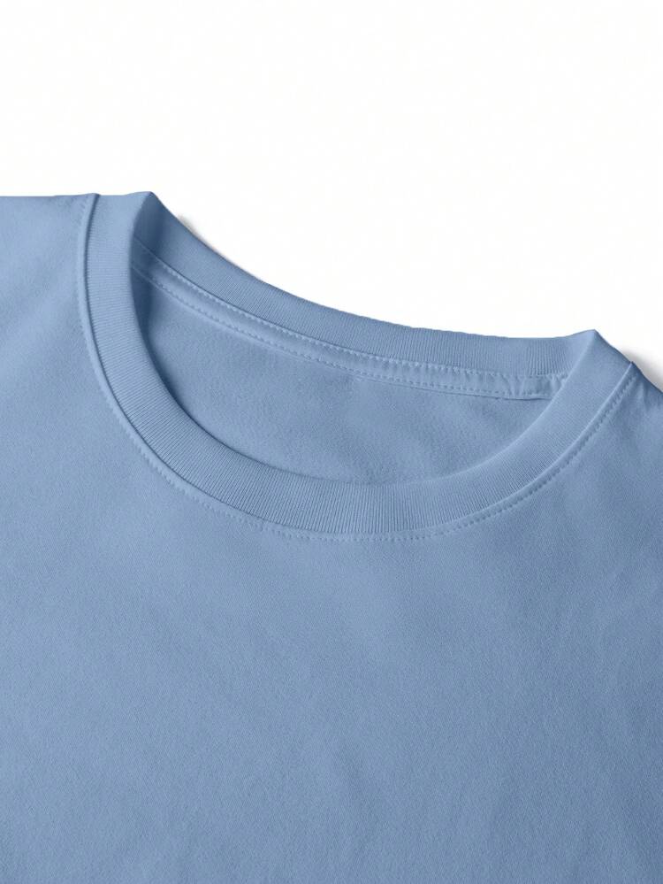 Men's Summer Versatile Fashion Mind-Body Balance Line Print Snowflake Print Crew Neck Short Sleeve T-Shirt - Blue - View 3