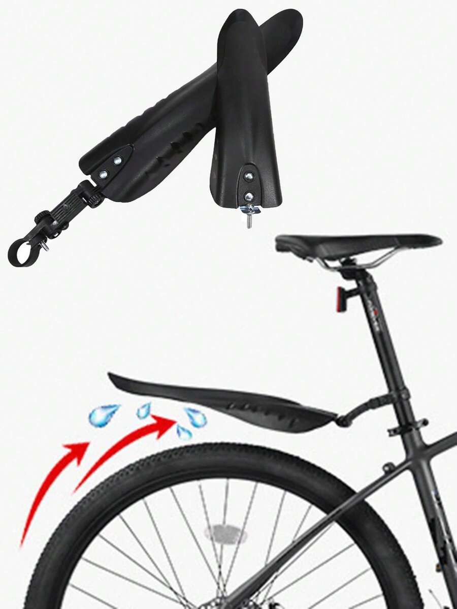 1 Set Bicycle Fender Set Portable And Adjustable Road Mountain Bike Riding Tires Front And Rear Fender High Quality Convenient Mudguards Are Suitable For Mountain Bikes And Road Bikes - Black - View 1