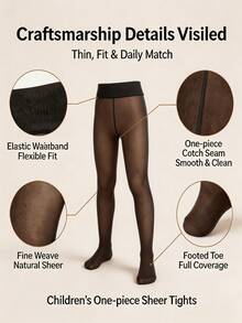 1 Pc Kids Seamless Cotton 200g Warm Stretchy Leggings For Winter Outdoor Sports - Multicolor - View 3
