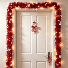 3/2/1pc Christmas Decorations: White Snowflake, Red Pleated Stripe, Decorative Christmas Ribbon, Madder Red Hanging Ornament, Home Decor, Party Decoration - Conventional - View 6