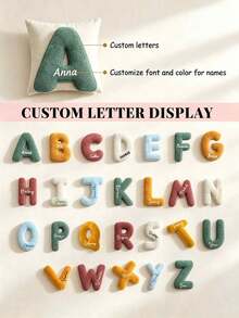 Personalized Initial Plush Decor, Customized Name Letter Sign, Suitable For Bookshelf And Nursery Decoration, Christmas Gift - Multicolor - View 4