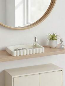 1pc Ribbed Edge Jewelry Tray, Multi-Functional Countertop Storage & Display Tray, Suitable For Bathroom Vanity, Living Room Tabletop And Bedroom Dressing Table, Durable And Stylish, Perfect Gift - Multicolor - View 4