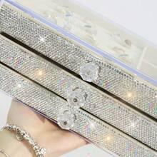 1pc 3-Layer Rhinestone Jewelry Storage Box, Multi-Function Large Capacity Jewelry Container With Drawers, Can Store Rings, Earrings, Bracelets, Necklaces - Multicolor - View 3