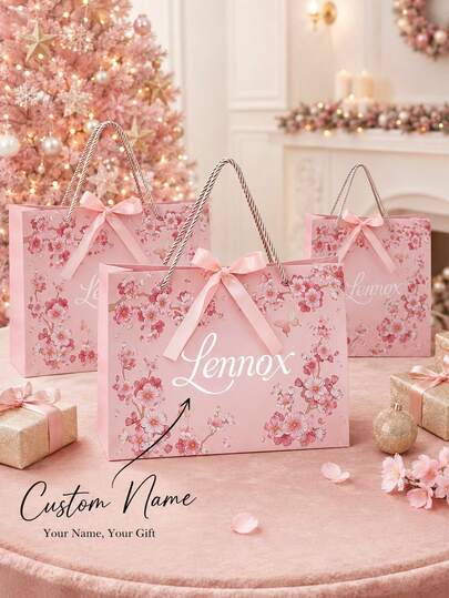 1 Stück personalisierte Geschenktüte mit Schleife, individuell bedruckte Brautjungferngeschenktüte, faltbare leichte Tragetasche, geeignet für Junggesellinnenabschied und Partygeschenke