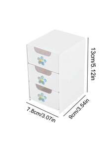 Multicolor Flower-Decorated Mini Desktop Drawer Storage Box, Multi-Layer Plastic Jewelry And Cosmetics Organizer, Multifunctional Storage Box, Suitable For Dressing Tables, Bedrooms, And Offices, Can Store Various Daily Items - Multicolor - View 11