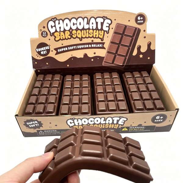 1PC Cross-Border Hot-Selling Chocolate Block Slow Rebound Stress Relief Squeeze Toy, PU Material, Scented Realistic Large