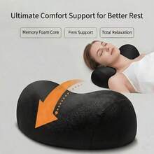 1PC Ergonomic Memory Foam Neck Pillow, Designed For Cervical Spine, Made Of Breathable Polyester, Hand Wash Only - Multicolored - View 2