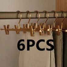 1/3pcs Premium Matte Gold Aluminum Pants Hanger, 12.25 Inch (Approx. 31.0cm) Ultra-Smooth Durable Metal Skorts Rack, Lightweight Sturdy Metal Frame, Suitable For Pants, With 2 Adjustable Non-Slip Clips And Rotating Hook - Multicolor - View 16