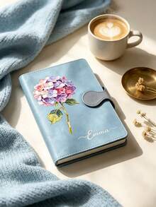 Custom Floral Daisy Notebook, Personalised Name Journal, Back To School Essential, Stylish Hardcover Notepad, Gift For Students, Back To School Gift For Teachers And Students, Daily Writing Planner, Decorative Floral Cover Notebook - Multi-color - Round Button Month Flower Notebook - View 3