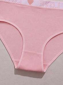 6pcs Women's Panties Triangle Briefs Solid Color Basic Style Love Letter Print Waistband Multicolor - Multicolor - View 5