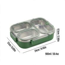 900ML 304 Stainless Steel Lunch Box With Cute Cartoon Pattern, Avoid Food Mixing, Microwave Bento Box With 3 Compartments, Portable Leak-Proof Lunch Container, Fruit Salad Food Storage Container, Meal Prep Box For Student Adult Use In School, Office - Multicolor - View 24