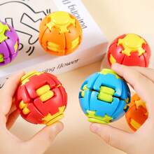 1pc Transformable Rotating Fidget Stress Ball, One-Click Transformable Handheld Toy, Suitable For Teens, Relieve Anxiety, Halloween, Christmas Gift Bag Filler, Portable Desktop Small Gift - Multicolor - View 3