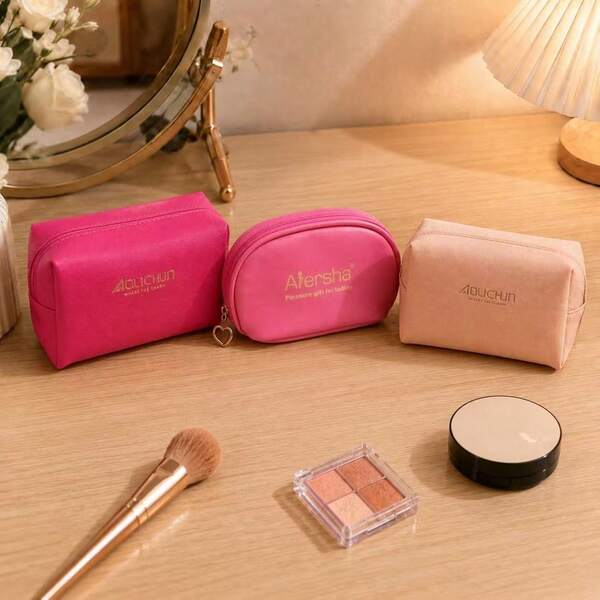 Large Travel Zippered Makeup Bag, Waterproof PU Leather Toiletry Storage Bag, Suitable For Women And Girls