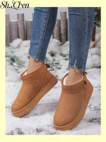 Women's Mini Fleece Lined Winter Ankle Boots, Winter Shoes, Suitable For Daily Commute And Weekend Shopping - Brown - View 3