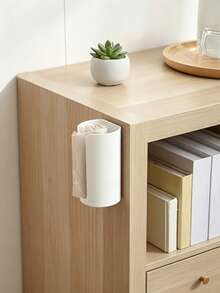 1pc Trash Bag Storage Box Plastic Bag Collector Wall-Mounted No-Drill Kitchen Convenient Pull-Out Design - Multicolor - View 5