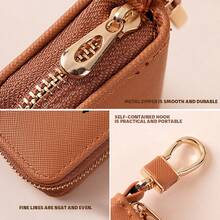 Galloping Horse Silhouette Key Fob Case Crossgrain Leather Zipper Keychain Wallet With Silver Metal Hook - Multicolor - View 9