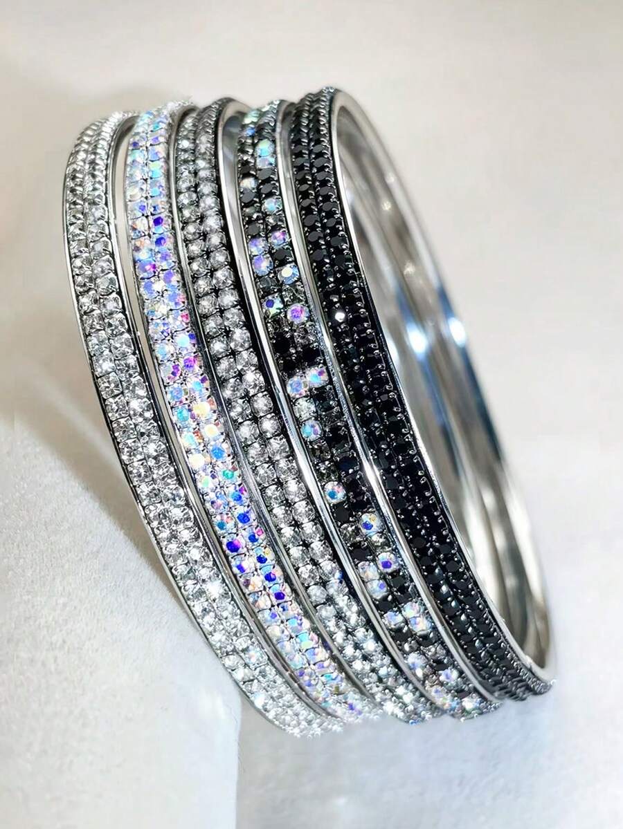 1/5pcs 2-Layer Multi-Layer Fashion Elegant Rhinestone Inlaid Shiny ...