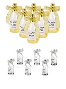 12pcs Champagne Bottle Shaped Candy Boxes With Bows, Plastic Gift Containers, Gift Bags, Suitable For Wedding And Birthday Party Favors, Valentine's Day Party Gifts, Wedding - Multicolor - View 12