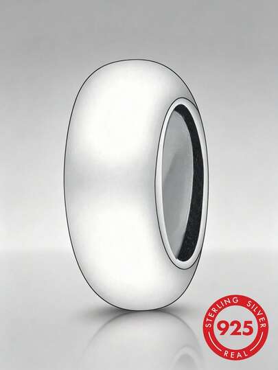 1pc Simple 925 Sterling Silver Round Spacer Bead For Diy Gift