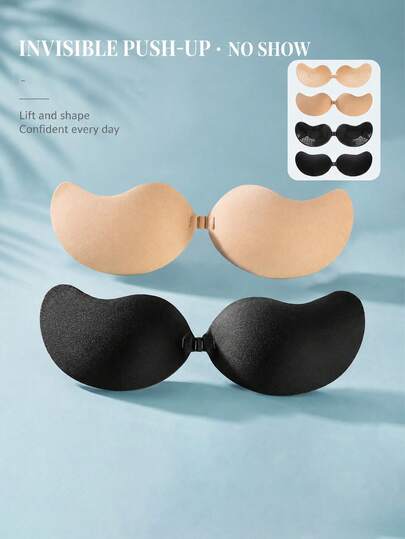 2/4pcs Women's Mango Shaped Invisible Seamless Comfortable Adhesive Bra Pads, Enhancing Small Bust, Suitable For Daily Commute And Beach Vacation