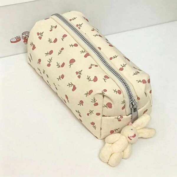 1pc Fresh Floral Pencil Case, Highly Attractive Desktop Stationery Storage Bag, Back To School Essential, Stationery Supplies, Pencil Bag, School Bag