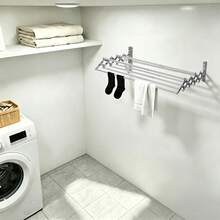 Futchoy Étendoirs de séchoir à linge télescopiques - Argent - Voir 1