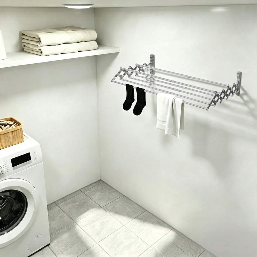 Futchoy Étendoirs de séchoir à linge télescopiques - Argent - Voir 1