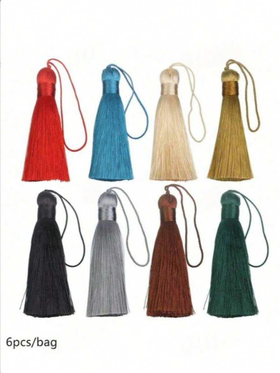 6 Pieces/Package Long Polyester Tassels Simple Fashion Retro Multicolor Long Tassels Hair Accessories Home Clothing Accessories - Tassel - View 1