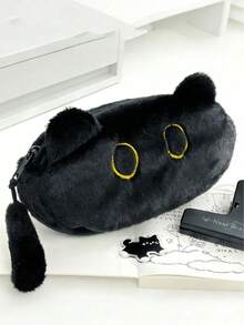 1pc Black Cat Face Pencil Case, Rectangular Large Capacity Zippered Makeup Bag/Toiletries Bag, Portable Student/School/University/Office Desktop Stationery Storage Bag, Suitable For All Seasons And Everyday Use - Multiple Colors and Styles - View 5