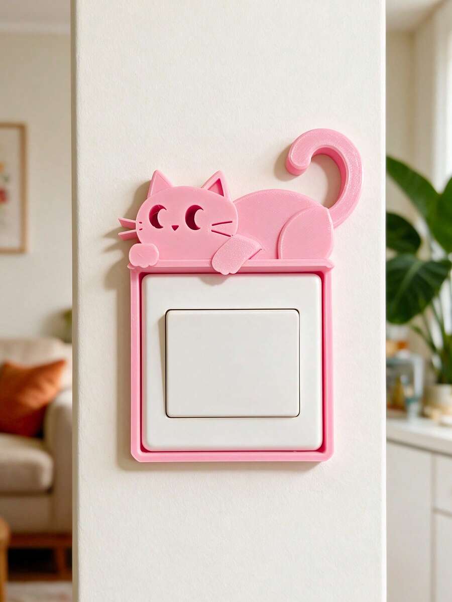 Cute Cat Switch Cover, Personalized Cartoon Cat Switch Frame, 3D Printed Home Indoor Wall Switch Creative Decorative Sticker Ornament - Multicolor - View 1