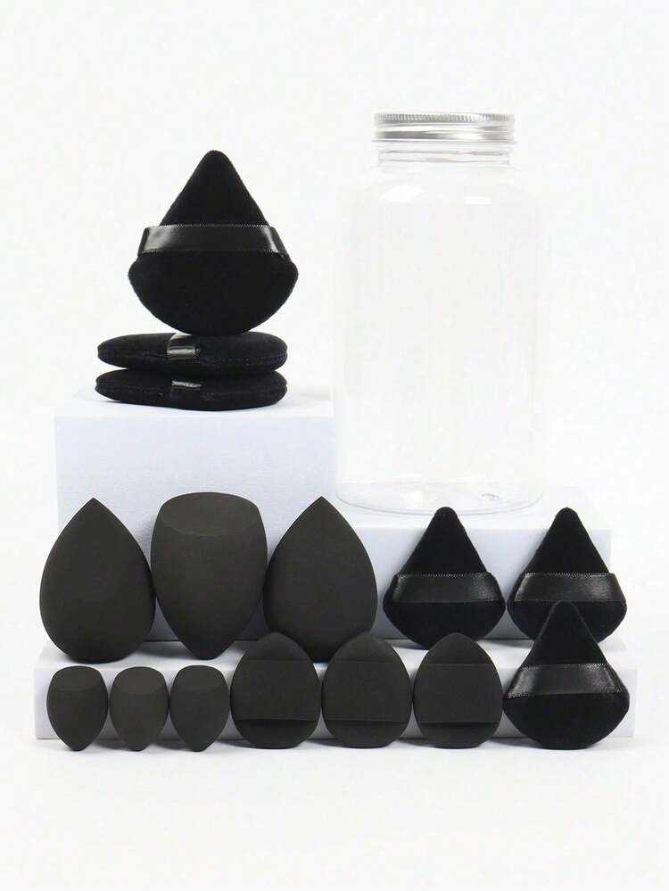 Juego de esponjas de maquillaje de belleza, esponjas cosméticas suaves de múltiples formas para mezclar la base y la aplicación de maquillaje diario - Multicolor - Añade 6