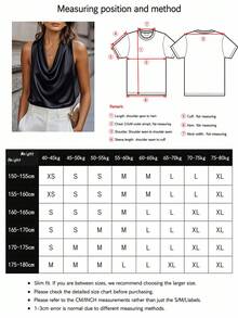 Hot Girl Style Fashion Streetwear Draped Neck Draped Collar Design Black Satin Top, Back To School Season - Black - View 6