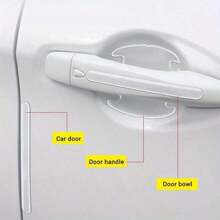 8pcs Car Door Handle Bowl Anti-Scratch Protective Stickers, Universal Invisible Car Stickers, Car Handle Anti-Collision Protective Strips - Anti-collision Strip - View 4