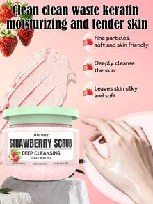 AURANY Strawberry Scrub Foot & Hand Scrub For Dry Cracked Feet Hands , Deep Cleansing Exfoliating Dead Skin Remover Moisturizing Even Skin Tone Brightening Smooth Rough Texture Fruity Scent , Suitable For All Skin Types , Halloween Party Gift, 250G - Strawberry - View 2