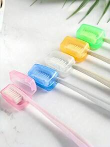 1/3/5/10pcs Toothbrush Head Protective Covers, Transparent Portable Toothbrush Head Storage Box, Travel Toothbrush Head Protective Covers, For Home Hygiene, Outdoor Camping, Gym, Travel, Bathroom Accessories, Toothbrush And Toothpaste Storage - Multicolor - View 2