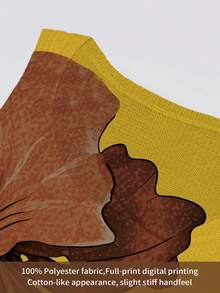 ASHKATIA Women's Plus Size Knit Crew Neck Tank Top, Printed Pattern, Regular Length, Slightly Elastic, Casual Autumn Style Yellow Fall - Yellow - View 5