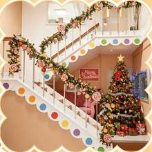 Latar Belakang Kain Berbentuk Atap dengan Motif Polkadot Warna-warni untuk Natal, Dapat Digunakan Kembali dan Dicuci, Dekorasi Pesta Bermotif Permen dengan Lubang yang Sudah Dilubangi untuk Dekorasi Dinding Rumah Saat Liburan - Multiwarna-A - View 4